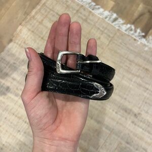 Vintage Ralph Lauren Black Crocodile-Embossed Leather Belt